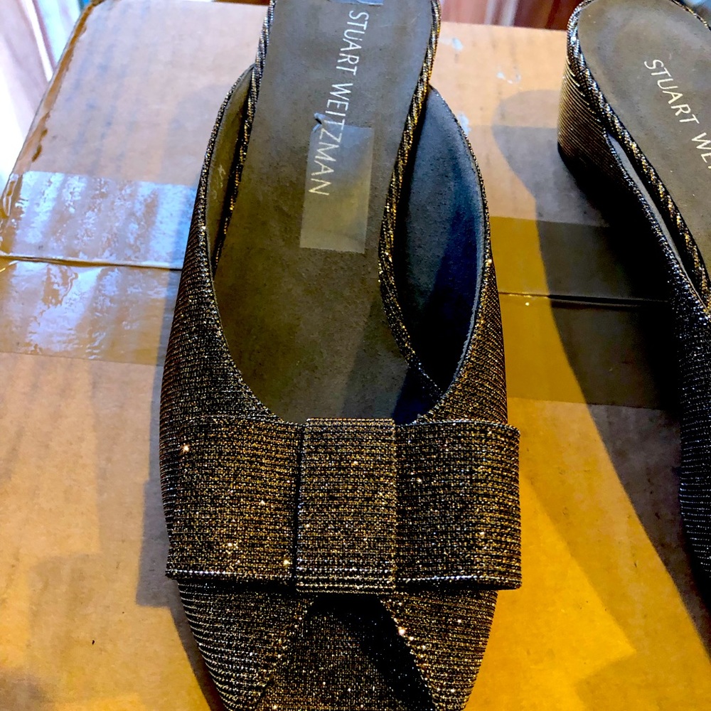 Stuart Weitzman Slip On Shoes Sparkly With Bow In… - image 7